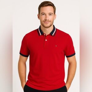 Tommy Hilfiger Red Polo Shirt Classic Style